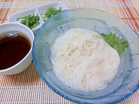 見た目も涼しげ♪氷の器でひんやりそうめん